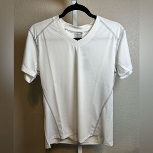 NWT River’s End Men’s White V Neck Short Sleeve Athletic Workout Top - Size L